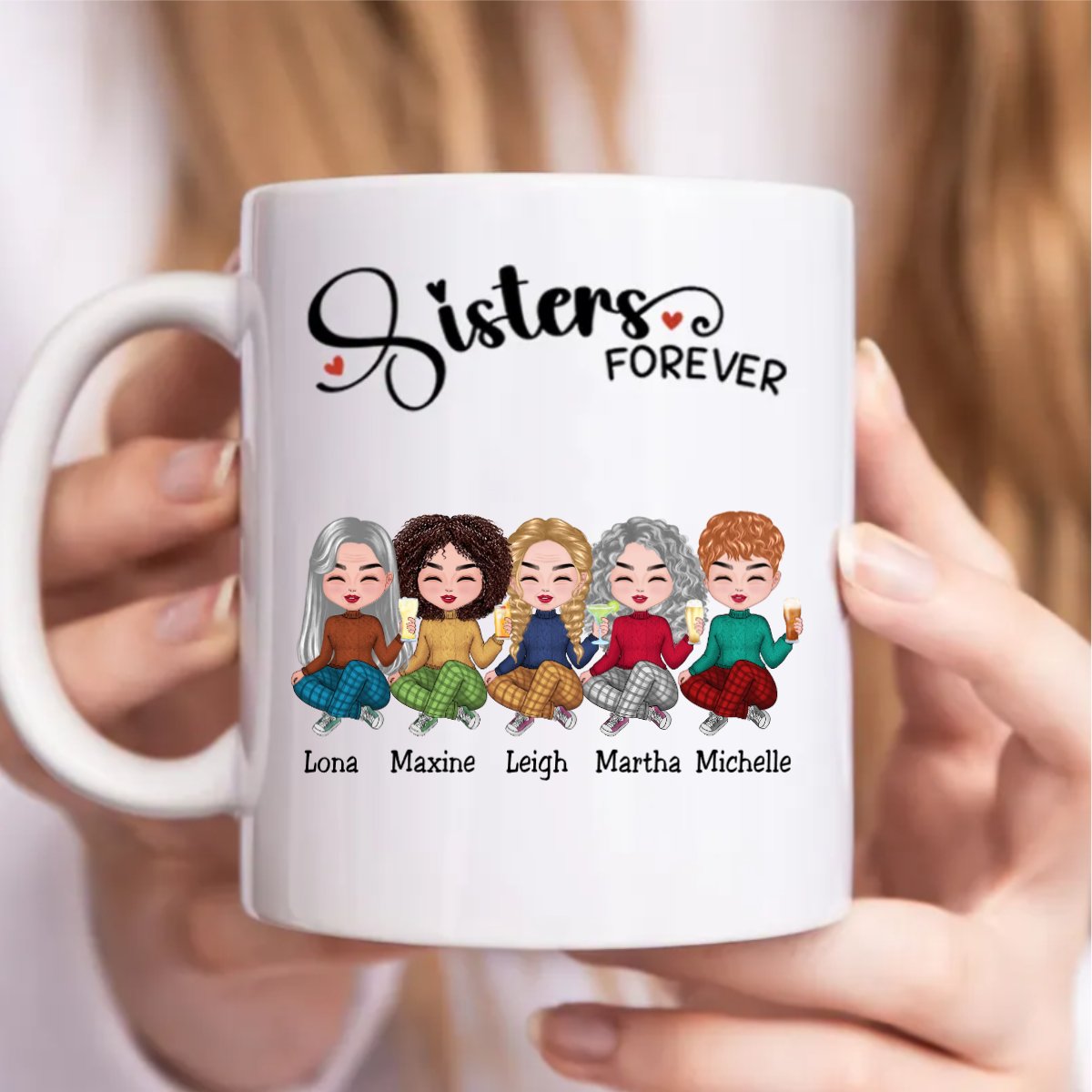 sisters forever - personalized mug for friends and family, durable ceramic coffee cup, ideal gift for birthdays, anniversaries, and special occasions