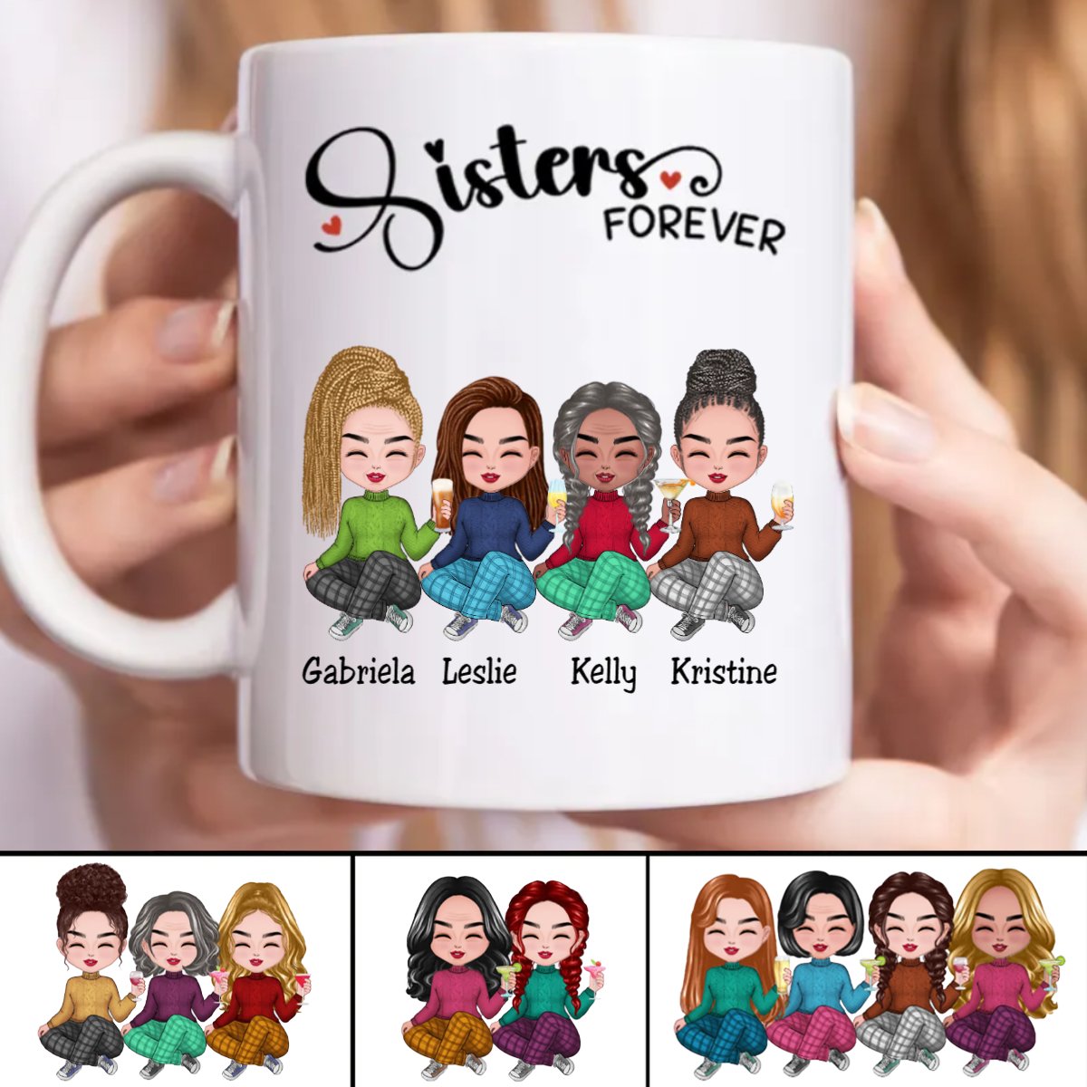 sisters forever - personalized mug for friends and family, durable ceramic coffee cup, ideal gift for birthdays, anniversaries, and special occasions
