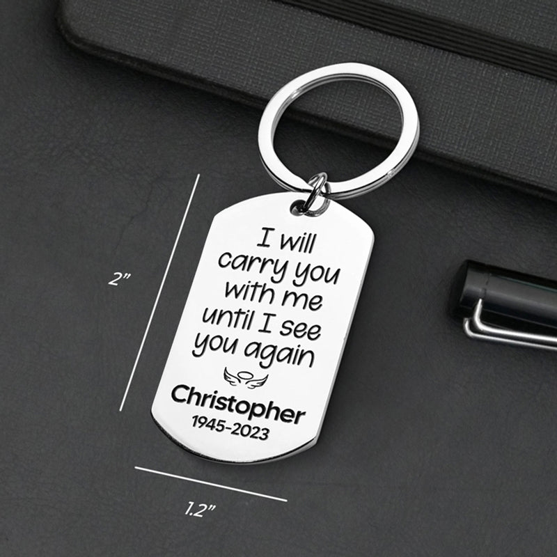 custom photo until i see you again memorial keychain - sympathy gift for family members, stainless steel keyring, engraved keepsake for loved ones